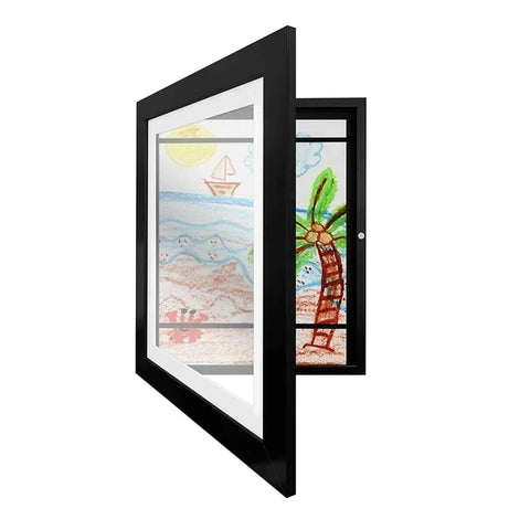 2pcs Children Drawing Frame Magnetic Front Open Wooden KIDS Art Frame Poster Photo Paintings Pictures Display Wall Picture Frame