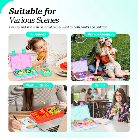 1100ml Cartoon Printed Lunch Box Microwavable Bento Box Interlayer Leakproof Storage Box Hermetic Containers Students School