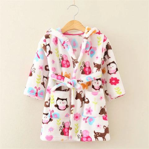 Soft Girl Sleepwear Robe Autumn Winter Children Flannel Bathrobe for girls Boys Pajamas Comfort Kids Cartoon Homewear 2-8 Year