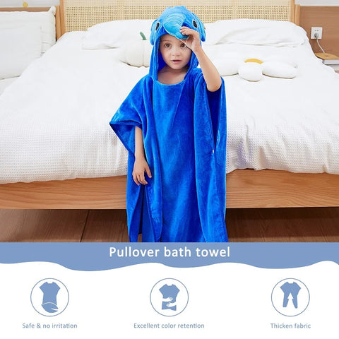 MICHLEY Cartoon Cotton Kids Beach Towels Bath Towel Poncho Hooded Bathing Bathrobe Unisex Blanket For Girls Boys Children 2-6T