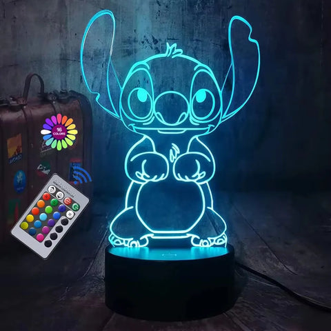 Hot 3D Illusion Stitch Night Light with Remote Control and Smart Touch Room Decor Lamp Birthday Valentine's Day Christmas Gifts