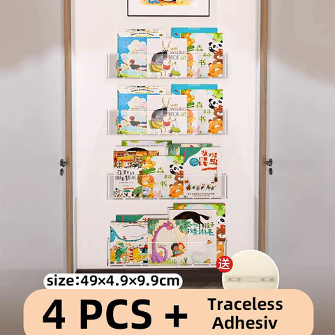 Acrylic Picture Book Display Stand Bookshelf Children's Wall Behind the Door Reading Magazine Storage Wall Hanging Bookshelf