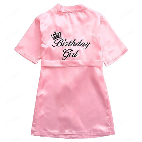 1-5Y Summer Girls Pink Robes Baby Girl Cute Letters Pattern Children Soft Pajamas Kids Girl Breathable Bathrobe Sleepwear Dress