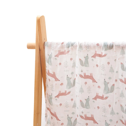 Happyflute 120*110cm Soft Muslin Bamboo Cotton Baby Wrap Animal Pattern Travel Newborn Multi-function Swaddle Sleeping Blanket