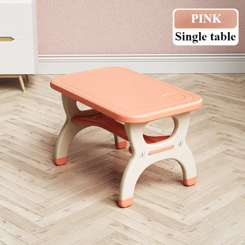 Kids Learning Desk and Chair Set Dining Table for Infants Kids Preschoolers Super Load-bearing Kids Table Set 50 cm X 80 cm Pink