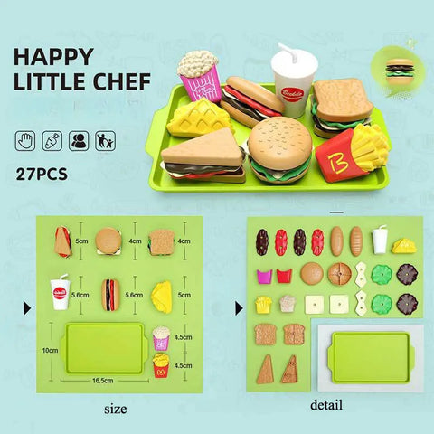 Kids Mini Kitchen Toy Pretends Play Simulated Food Hamburger Cookie Miniature Accessories for Children Girl Educational Gift