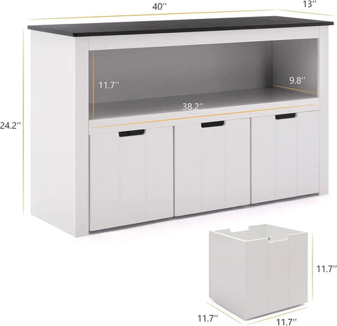 Organizer with Bins, Toy Storage Cabinet with Bookshelf and Movable Drawers, Wooden Toy Box for Boys and Girls, Nursery, Playroo