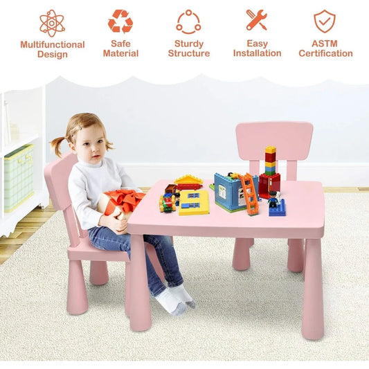 Kids Table and Chair Set For Toddler, Plastic Children Activity Table for Reading, Drawing, Snack Time, Arts Crafts, Preschool