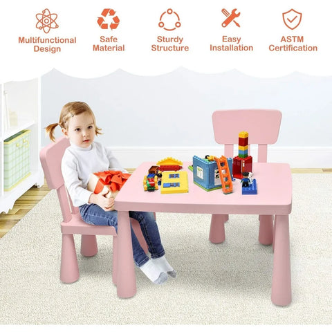 Kids Table and Chair Set For Toddler, Plastic Children Activity Table for Reading, Drawing, Snack Time, Arts Crafts, Preschool