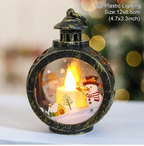 Lighted Christmas Snow Globe Lantern Battery Operated LED Night Light with Hook Christmas Tree Ornaments Gift Ideas