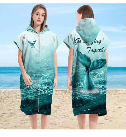 Hot Quick Dry Towel Diving Surf Changing Robe Poncho Towel with Hood Microfiber Absorbent Sweat-absorbent Swim Robe