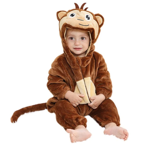 MICHLEY Carniva Baby Rompers Winter Clothes Flannel Hooded Bodysuits Pajamas Animals Overall Jumpsuit For Girls BoysK ids