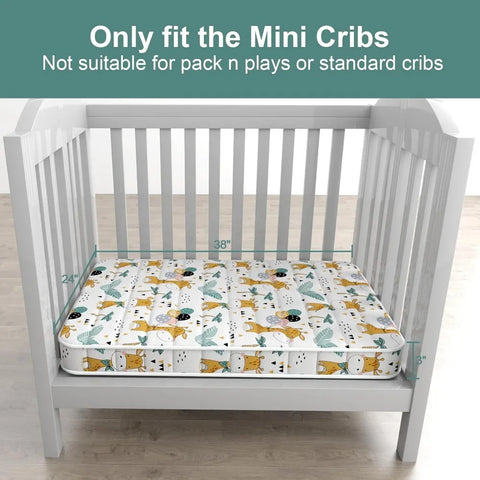 3" Mini Crib Mattress, 38"*24" High-Density Foam Mattress Only fits Mini Crib, Odorless&Steady, Giraffe