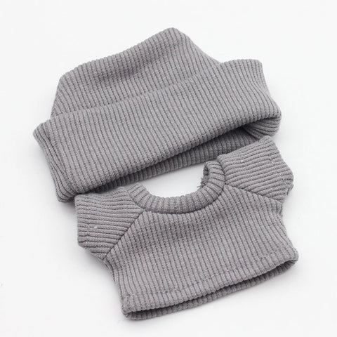 17cm Mini Plush Doll'S Clothes Outfit Accessories For Korea Kpop Labubu Idol Sitting Party V1 V2 Autumn onesie hat set Clothing