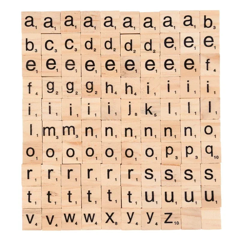 100Pcs Wooden Scrabble Letter Alphabet Craft Wooden Decoration for Home Wedding Party DIY Ornaments Digital Puzzle Kids Toy