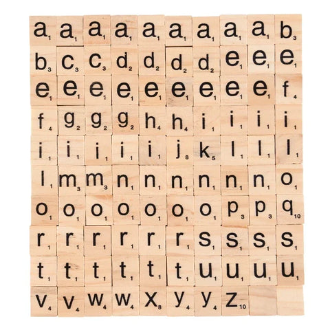 100Pcs Wooden Scrabble Letter Alphabet Craft Wooden Decoration for Home Wedding Party DIY Ornaments Digital Puzzle Kids Toy