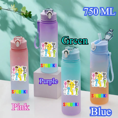 750ML Gradient Color Bottle Sprunki Sprunki Incredibox Sprunki Game Cartoon Drinking Water Cup Kids Birthday Christmas Gift