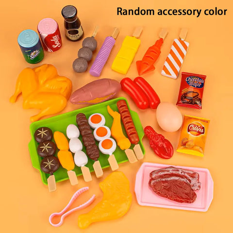 Baby Dress Up Kitchen Toys BBQ Set Kids Simulated BBQ Cookware Cooking Simulated Food Cosplay Educational Gift Toys