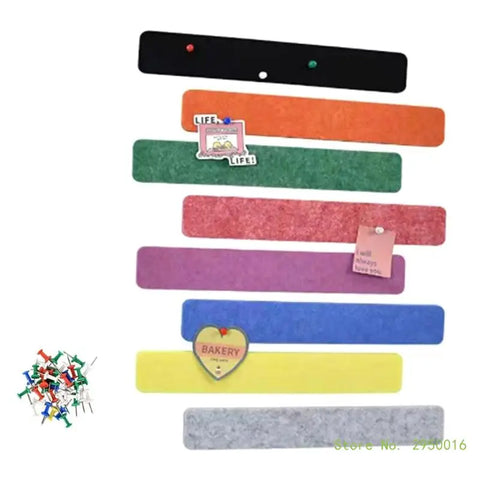 8x Self-Adhesive Bulletin Board Bar Strips Felt Pin Board Bar Strips with 30 Pushpins for Pastes Notes Photos Schedules