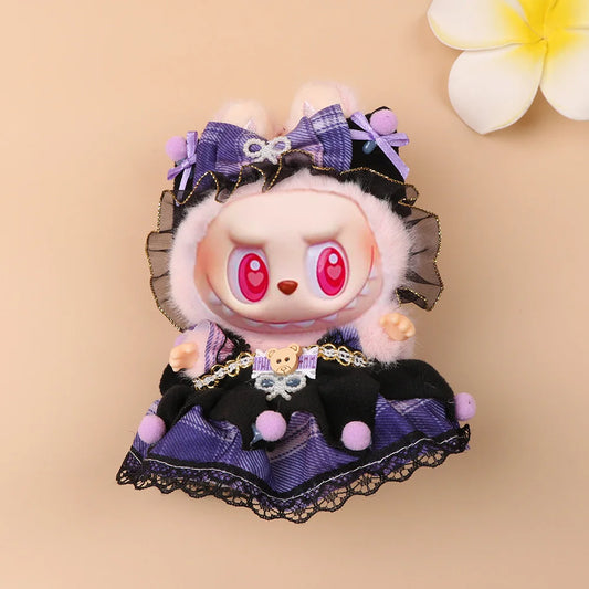 For 17cm Labubu V2 V1 Purple Dress Doll Clothes Outfit Accessories Idol Doll Clothing for Kid Gift Labubu Ropa