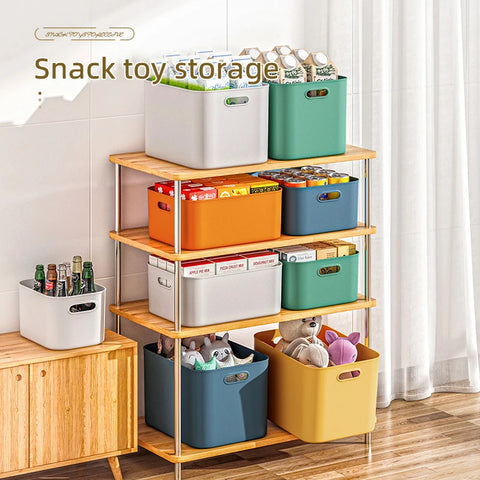 Plastic Storage Box Jewelry Lipstick Organizer Toy Underwear Stackable Baskets Colorful Desktop snacks Box Containers