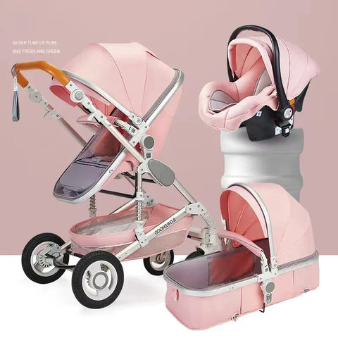 baby stroller 3 in 1 with car seat,Luxury Multifunctional  BABY carriage,pink Folding baby stroller,High Landscape newborn car