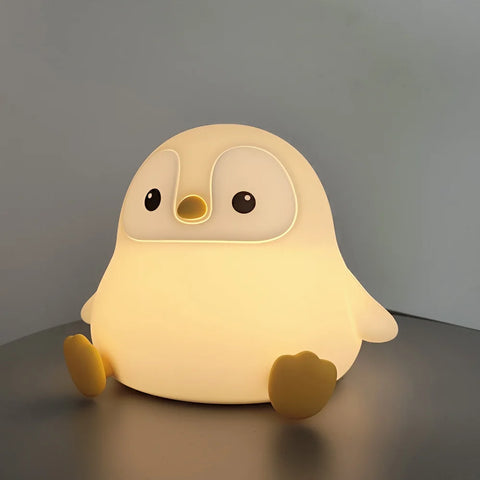 Cute Penguin Night Light for Kids Bedroom Rechargeable Animal Silicone Nursery Night Lamp Touch Control Nightlight for Baby Gift