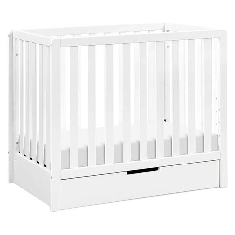 4-in-1 Convertible Mini Crib with Trundle Drawer in Washed Natural, Greenguard Gold Certified, Undercrib Storage