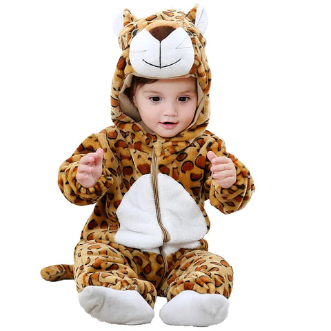 MICHLEY Carniva Baby Rompers Winter Clothes Flannel Hooded Bodysuits Pajamas Animals Overall Jumpsuit For Girls BoysK ids