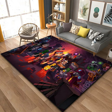 MINISO Game Minecraft Living Room Carpet Cartoon Game Bedroom Bedside Non Slip Floor Mat Home Balcony Mats Kid's Play Rug