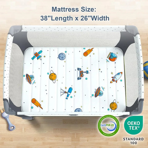 2024 Moonlight Family Noiseless Pack n Play Mattress, 38”x26” Premium Foam Portable Pack and Play Mattresses