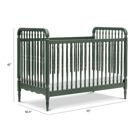 Namesake Liberty 3-in-1 Convertible Spindle Crib with Toddler Bed Conversion Kit in Forest Green, Greenguard Gold Certified