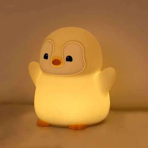 Cute Penguin Night Light for Kids Bedroom Rechargeable Animal Silicone Nursery Night Lamp Touch Control Nightlight for Baby Gift