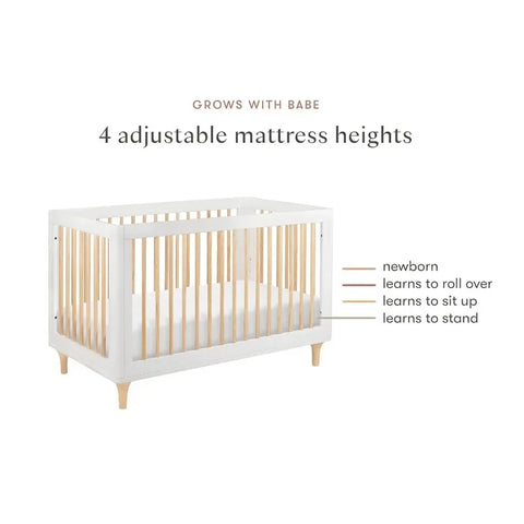 3-in-1 Convertible Crib with Toddler Bed Conversion Kit in White and Natural, Greenguard Gold Certified