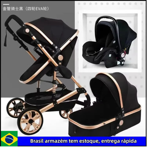 baby stroller 3 in 1 with car seat,Luxury Multifunctional  BABY carriage,pink Folding baby stroller,High Landscape newborn car