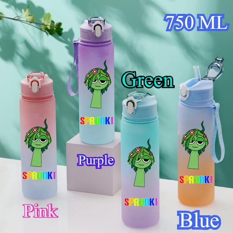 750ML Gradient Color Bottle Sprunki Sprunki Incredibox Sprunki Game Cartoon Drinking Water Cup Kids Birthday Christmas Gift