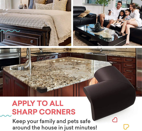 4pcs Soft Baby Proofing Corner Guards - Pre-Taped Table Corner Protector for Child Safety Furniture Bumper & Sharp Edge