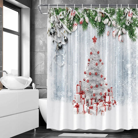 Cartoon Animal Plant Shower Curtains Flower Dog Paw Print Christmas Kid Home Decor Fabric Bath Curtains Bathroom Accessories Set