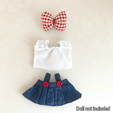 Mini Doll'S Clothes Outfit Accessories for 15-17cm Ropa Labubu & 10cm Cotton Doll Love Hoodie Pink Yarn Skirt Clothing no doll
