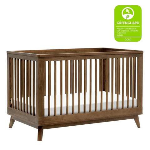 Scoot 3-in-1 Convertible Crib with Toddler Bed Conversion Kit in Natural Walnut, Greenguard Gold Certified