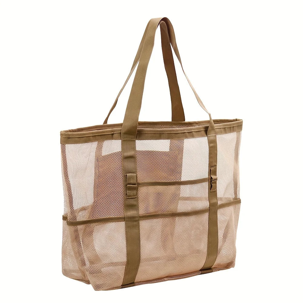 Universal 40-50L Polyester Beach Tote Bag, Multi-Pocket, Large Capacity, Non-Waterproof, with Leisure Outdoor Equipment