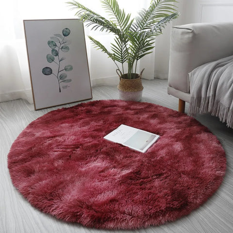 1pc 40cm/60cm Plush Round Rug Mat Fluff Carpet For Living Room Soft Home-Decor Bedroom Kid-Room Decoration Salon Thick Pile Rug