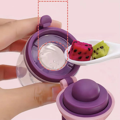 7pcs Baby Feeding Set: 2pcs Soft Silicone Feeding Bottle with Spoon,2pcs Fruit Feeder Pacifier with 3-Size Nipples