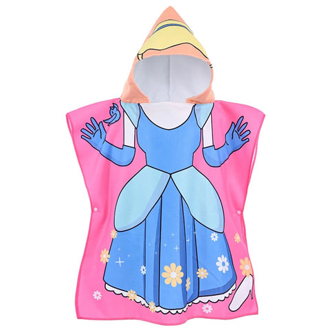 80-120cm Kids Hooded Bath Beach Poncho Towels Baby Quick Dry Bathrobe Child Cartoon Cloak Poncho Towels Microfiber Swim Cover-up