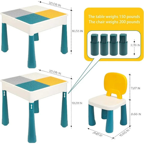 GobiDex All-in-One Kids Table and Chairs Set with 100PCS Preschool Classroom Must Haves Multi Activity Toddler Table Kids