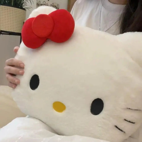 Sanrio Cartoon Hello Kitty Stuffed Bolster Kawaii Kitty Cat Big Head Sofa Bedside Cushion Supple Stuffed Doll Nap Pillow Gifts