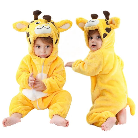 MICHLEY Carniva Baby Rompers Winter Clothes Flannel Hooded Bodysuits Pajamas Animals Overall Jumpsuit For Girls BoysK ids