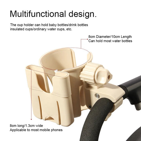 Phone Cup Holder for Baby Carriage 360 Rotate Coffee Milk Water Bottle Support Adjustable Baby Pram Stroller Accessories