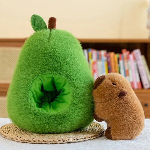 Adorable Capybara In Avocado Plushie Soft Fuzzy Plush Pig Hide In Adorable Plush Capibara Toy Throw Pillow Birthday Gift