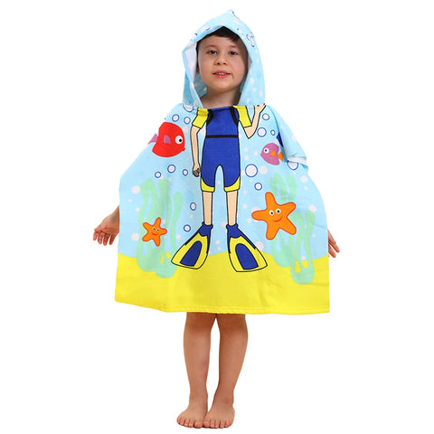 Baby Cartoon Printing Bathrobe Girls Unicorn Beach Towel Boy Shark Dinosaur Bath Towel Kids Hooded Cape Towel Children Bath Item
